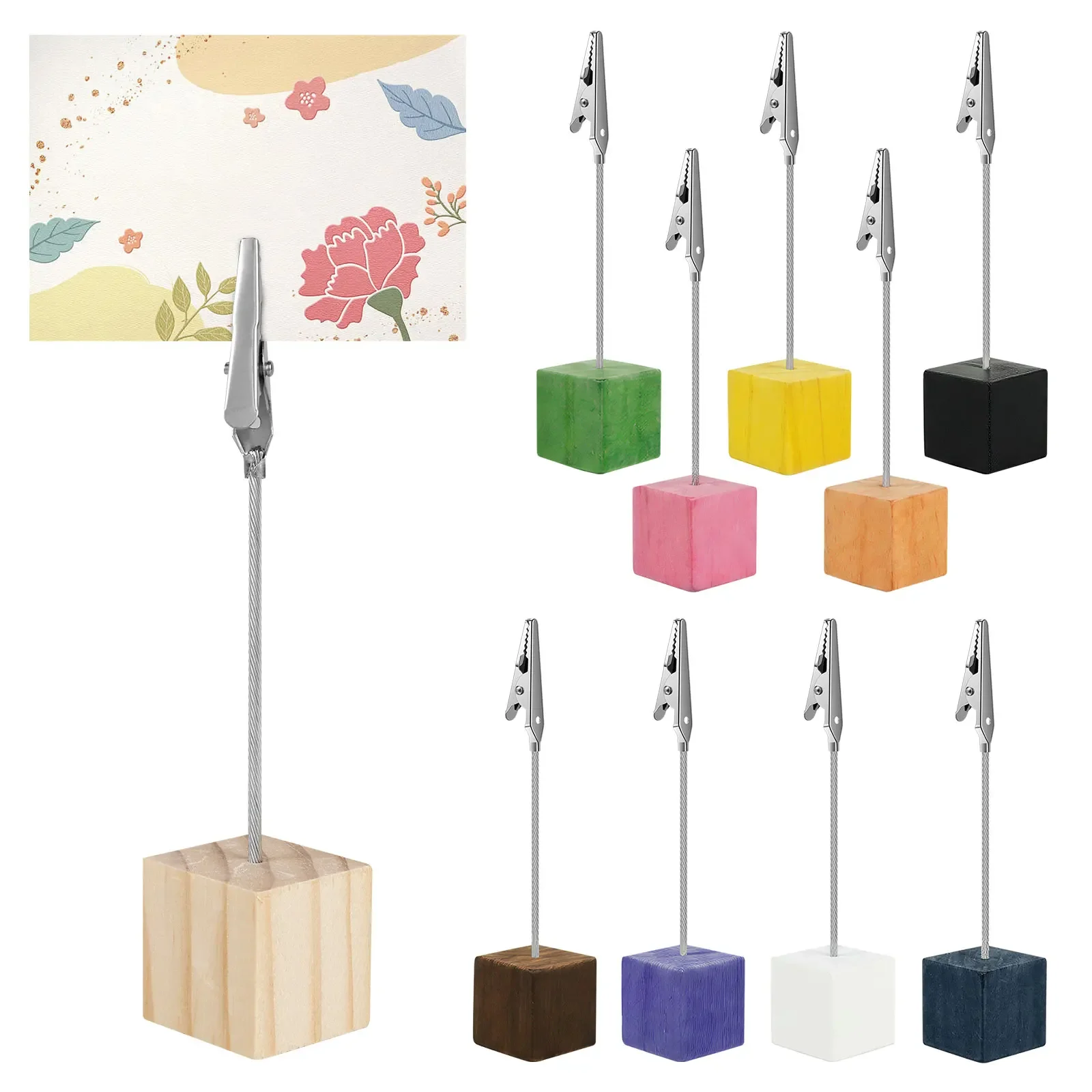 10Pcs Portable Wooden Place Card Holder Clips Light Retro Wooden Simple Card Sticky Note Desktop Photo Decorative Clip Fish Clip