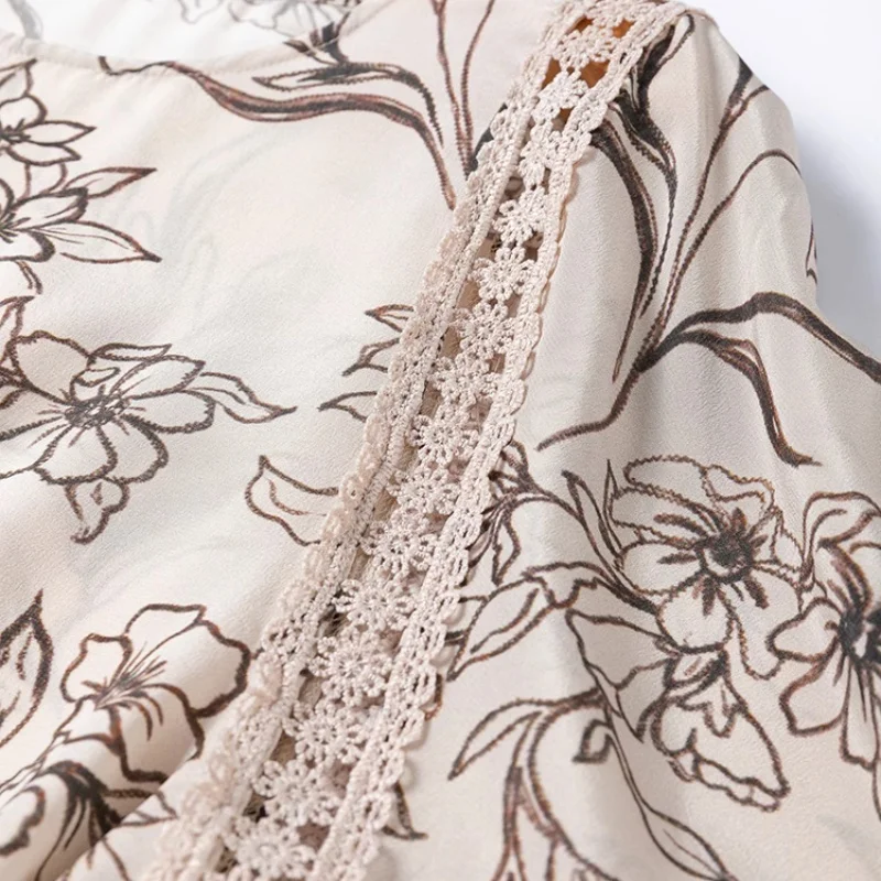 تي شيرت Birdtree صيفي 100% من حرير التوت ، قميص نسائي فضفاض مطبوع بأكمام واسعة من الكريب المزدوج ، 2025 جديد T56713JF #4