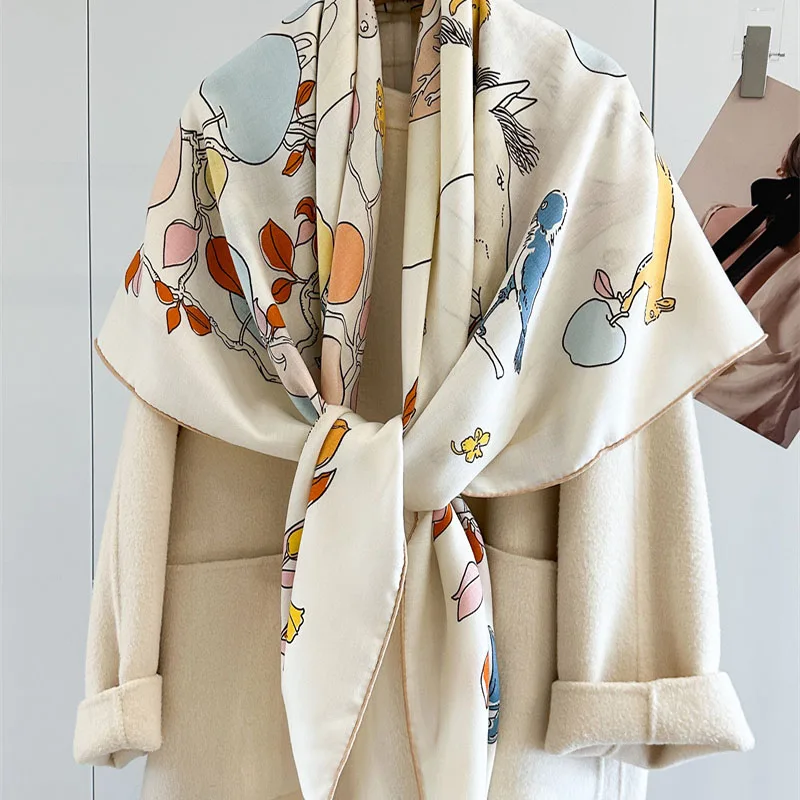 

Large Square Wool Scarf Shawl 132x132CM