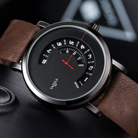 Men's Watch Simple Fashion Turntable Trendy Leather Watches Strap Black Male Fashion Quartz Clock Wristwatches Gift