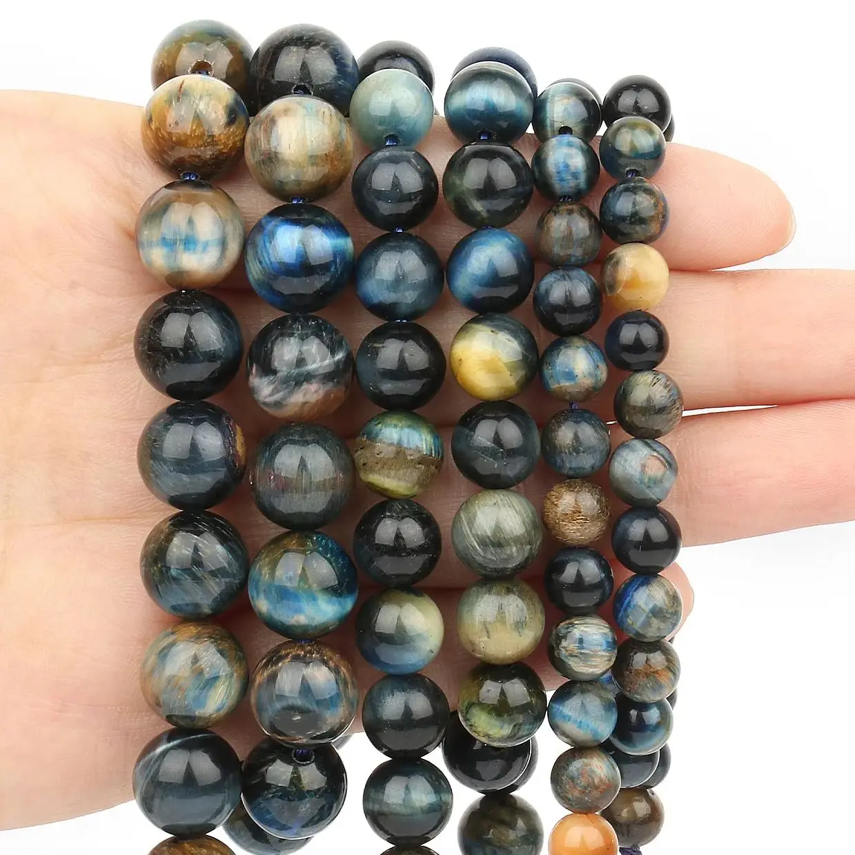 6/8/10mm AA Natural Stone Beads Peter Tiger Eye Stone Bead Round Loose Spacer Beads For Jewelry Making DIY Charms Bracelets 15''