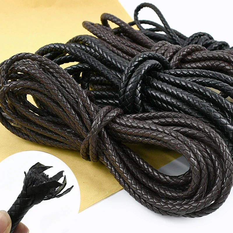 Cordons en cuir PU de 5 mètres, 3/4/6/8/10mm, corde tressée ronde, sac à main, porte-clés, cordon tissé, sangle de sac, Bracelet, cordes, accessoires de bricolage