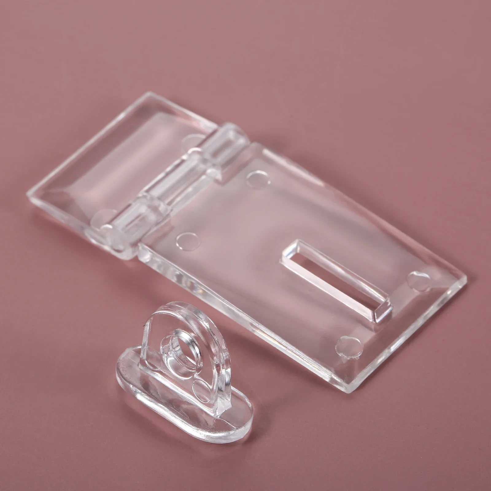 2PCS Acrylic Hinge Lock Transparent Mini Hasp Crystal Clear Buckle Concealed Safety Locking Jewelry Box Cabinet Door Drawer 55mm