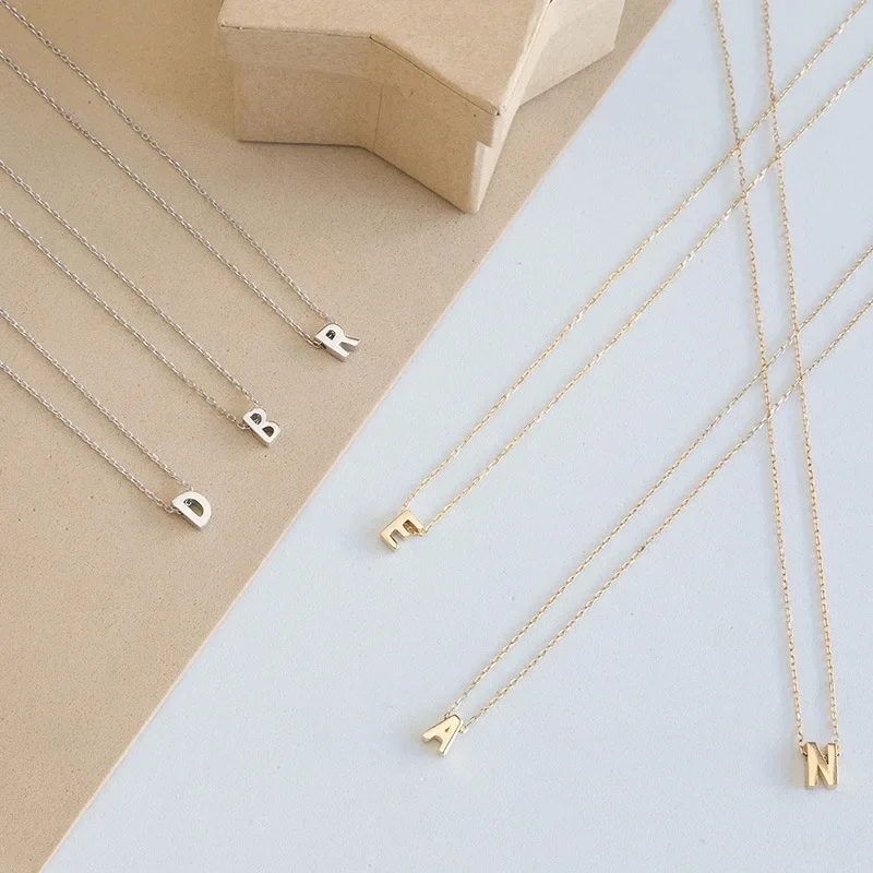 Fashion Tiny Initial Necklace Gold Silver Color Stainless Steel Necklace for Women A-Z Letter Choker Chain Pendant Jewelry Gift