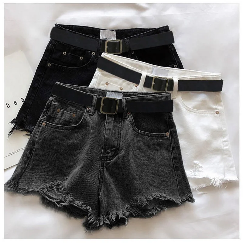 Casual High Waist Denim Shorts Women Summer Pocket Tassel Hole Ripped jeans Short Female Femme Short Pants Women