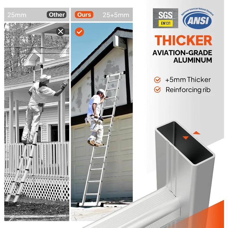 LUISLADDERS Folding Ladder Multi-Purpose Aluminium Extension 7 in 1 Step Heavy Duty Combination EN 131 Standard (12.5 Feet)