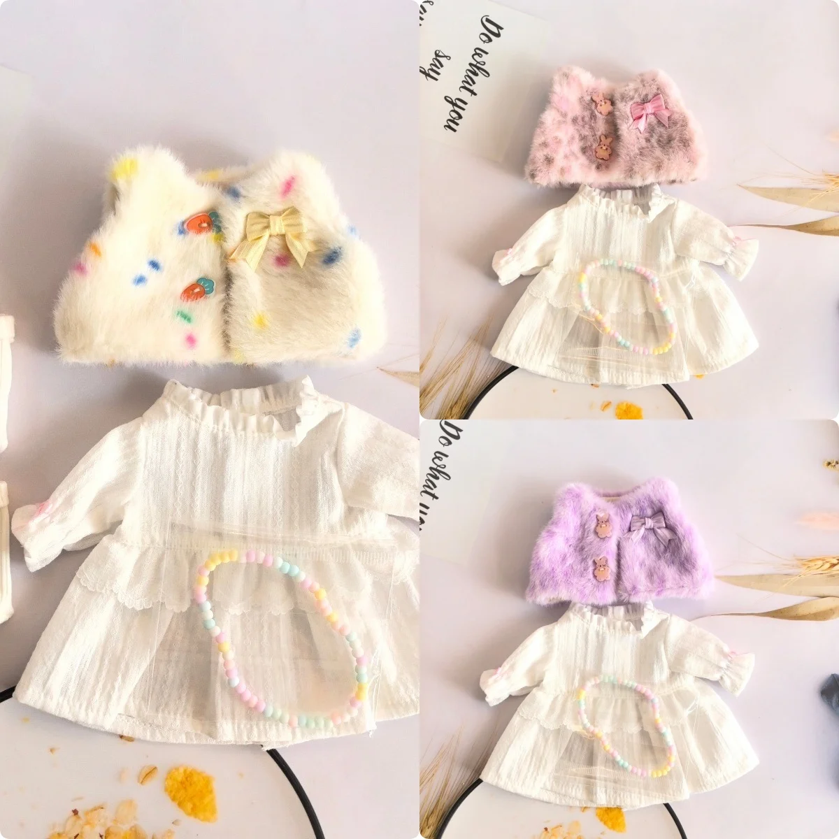 

Одежда для кукол, подходящая для куклы Baby Born Mellchan 25 см, аксессуары для кукол BJD 1/6, милое платье, ожерелье, меховой жилет, подарки для девочек