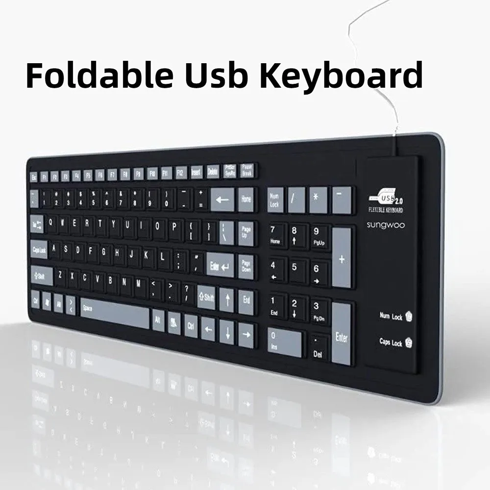 

Industrial Design Soft Silicone Flexible Keyboard Foldable Waterproof USB Keyboard 103 Keys Portable Wired Keyboard Home Use