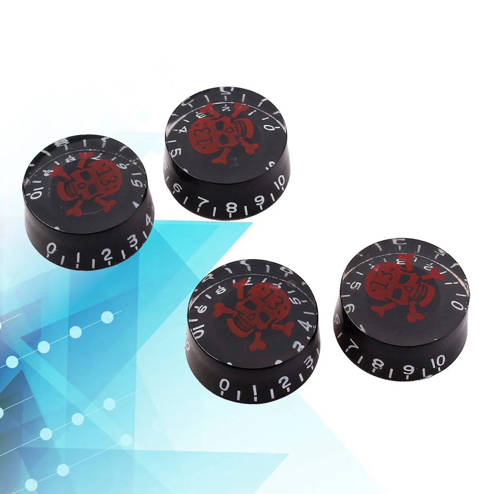 

4 PCS/ Set Guitar Knobs Volume Tone Control Knobs Skull Pattern Rotary Knobs for Electric Guitar Parts Replacement (Black/ Re