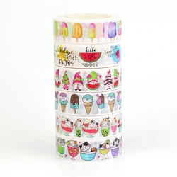 Nouveauté 2023, 1 pièce Décoration chat sur citron tasse et glaces, ensemble de rubans Washi d'été, scrapbooking, ruban de masquage de journalisation, papeterie mignonne, 10m