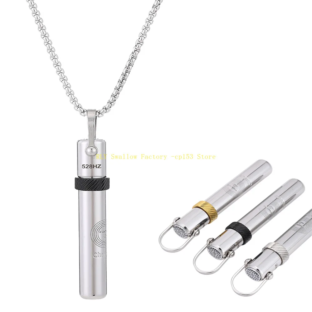 528Hz Decompression necklace rotation, stainless steel jewelry whistle music pendant