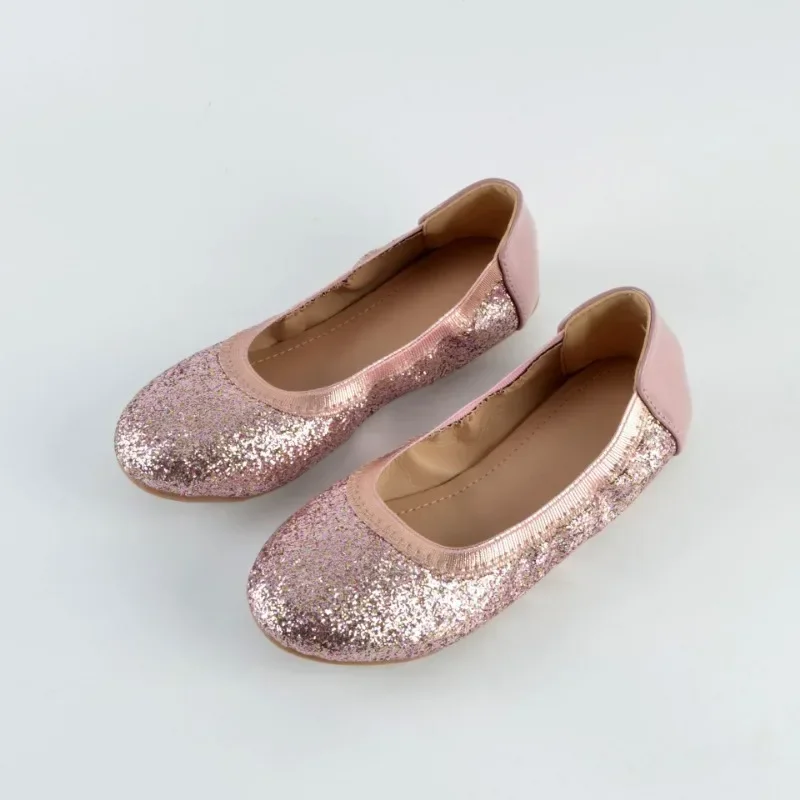 

New style kids shoes children's party shoes girls' dance shoes fashionable princess shoes flat casual shoes elastic curved shoes