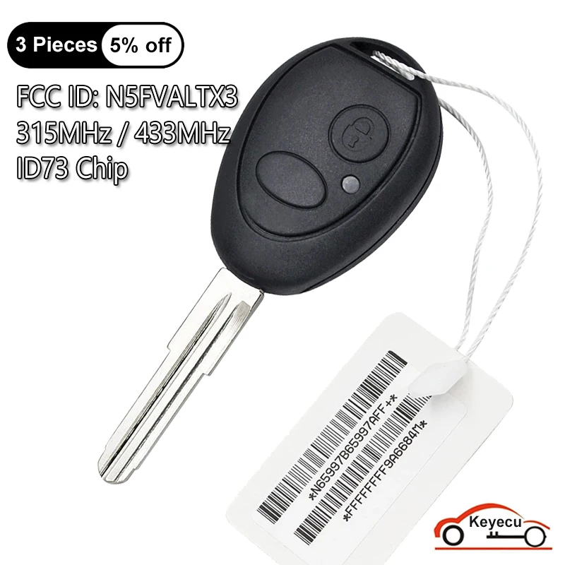 

KEYECU 2 Buttons 315MHz 433MHz ID73 Chip for Land Rover Discovery 1999 2000 2001 2002 2003 2004 Remote Control Key Fob N5FVALTX3