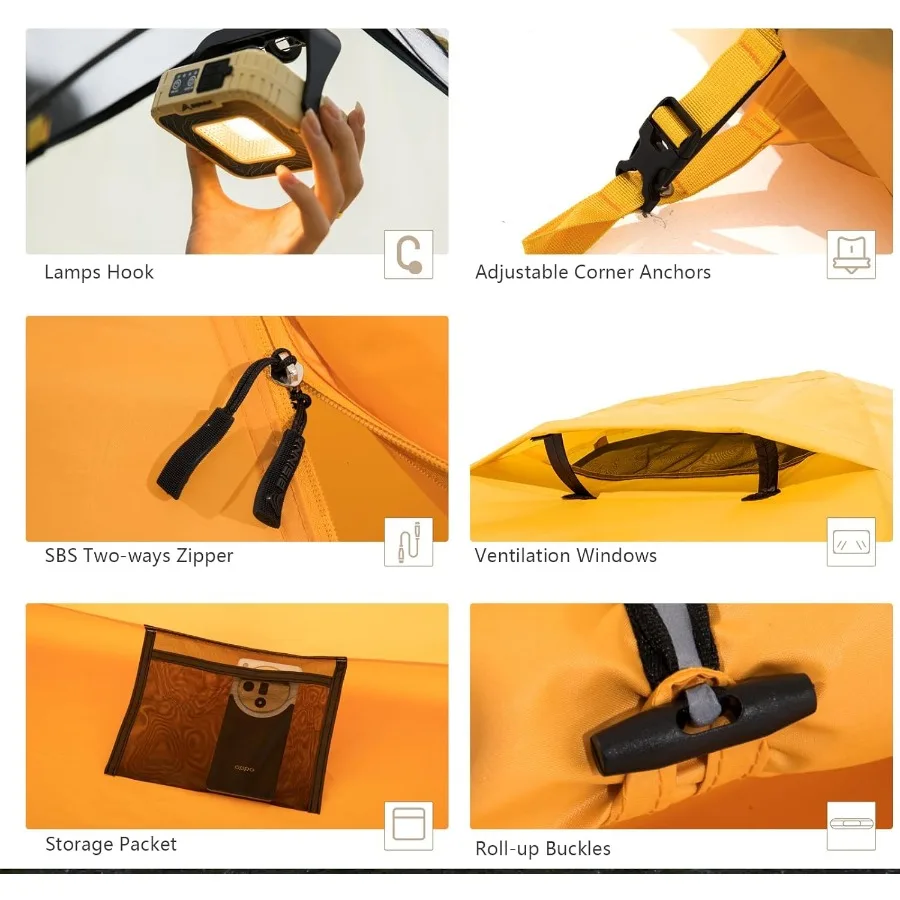 خيمة 4 فصول لحقيبة الظهر لخيام الشتاء لشخصين خيمة الطقس البارد خفيفة الوزن مقاومة للماء بطبقة مزدوجة لجميع المواسم خيمة الشب #5