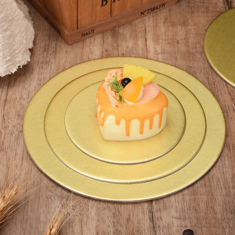 

10pcs Cake Cardboard Diameter 16-25CM Available Circle Cardboard Base Golden Silvery Coated Round Cake Board Cake Dessert Tray