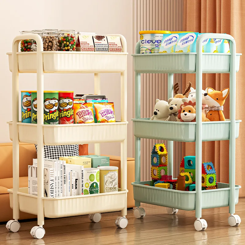 

3/4Layers Rolling Storage Trolley Removable Kitchen Seasoning Bottle Fruit and Vegetable Cutlery Storage Rack Snack Sundry Organ