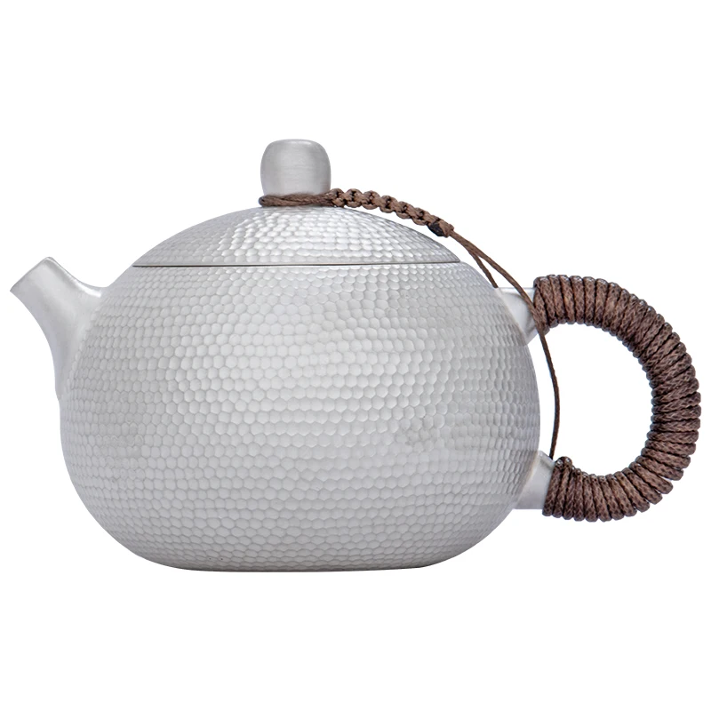 Shih Tzu Handmade Teapot 999 Sterling Silver Household Use Kettle Tea Ceremony Kungfu Teaset Dedicated Tool for Making Tea