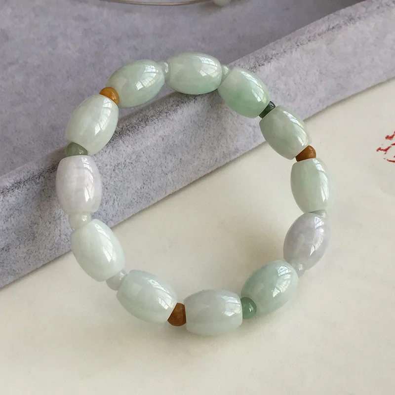 

Grade A Myanmar Jadeite Bracelet Natural Stone Bangle Men Women Fine Jewelry Genuine Burma Jade Rice Bead Bracelets Bangles