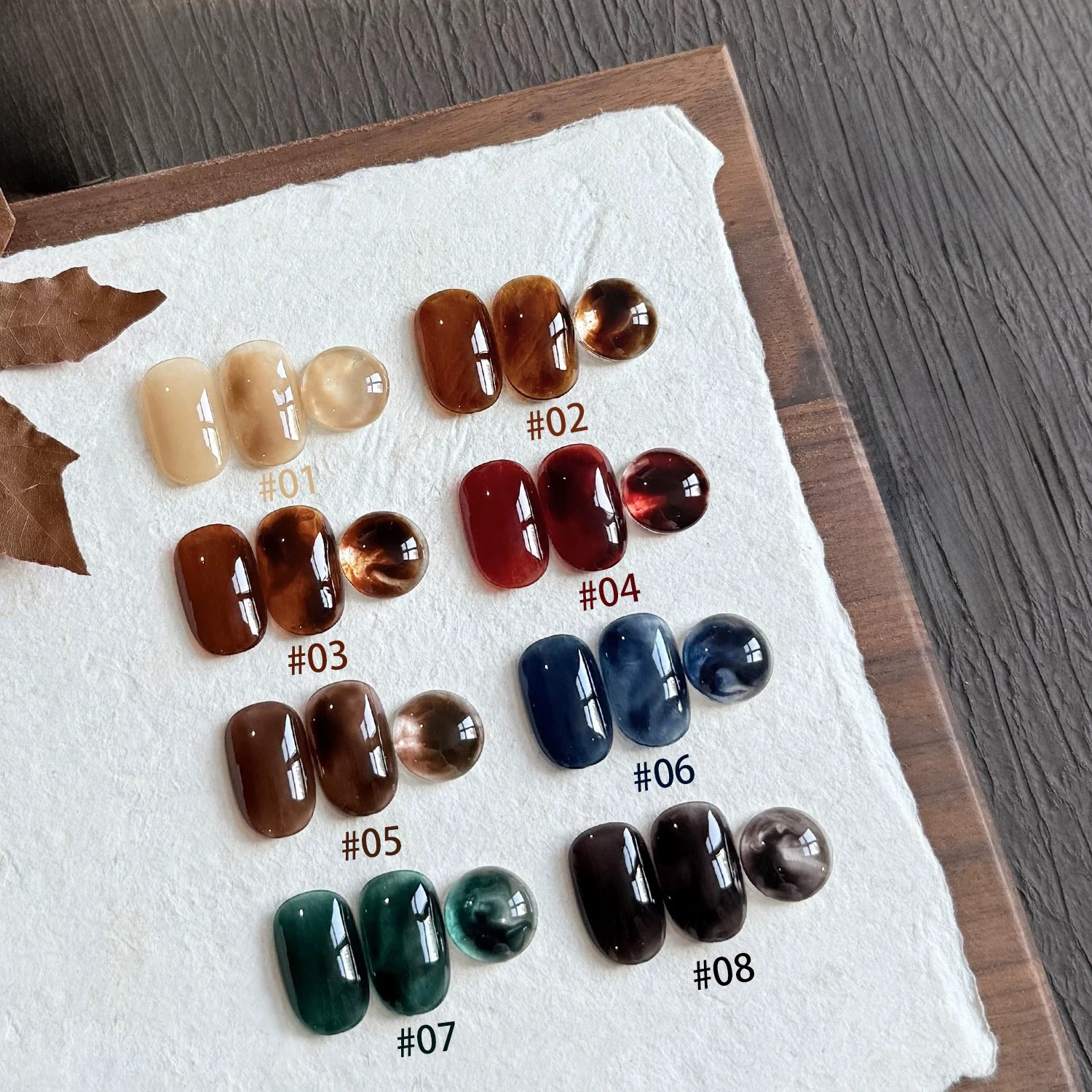 10ML 1-8 Stück Braune Bernstein-Serie Jelly Gel Nagellack Leoparden-Nägel Beliebter Online-Trend Eisklarer Schwarzer Karamell-Nagellack – Detail 11