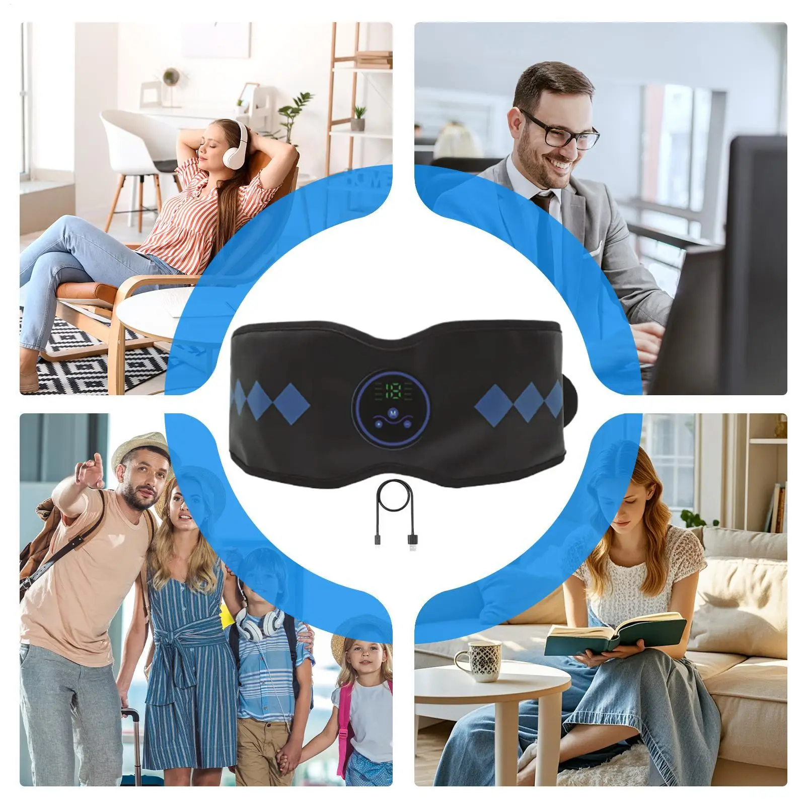 

Пояс-стимулятор абс, 19-уровневый умный портативный USB перезаряжаемый принадлежности для йоги, машина для моделирования тела для живота, живота, домашней красоты