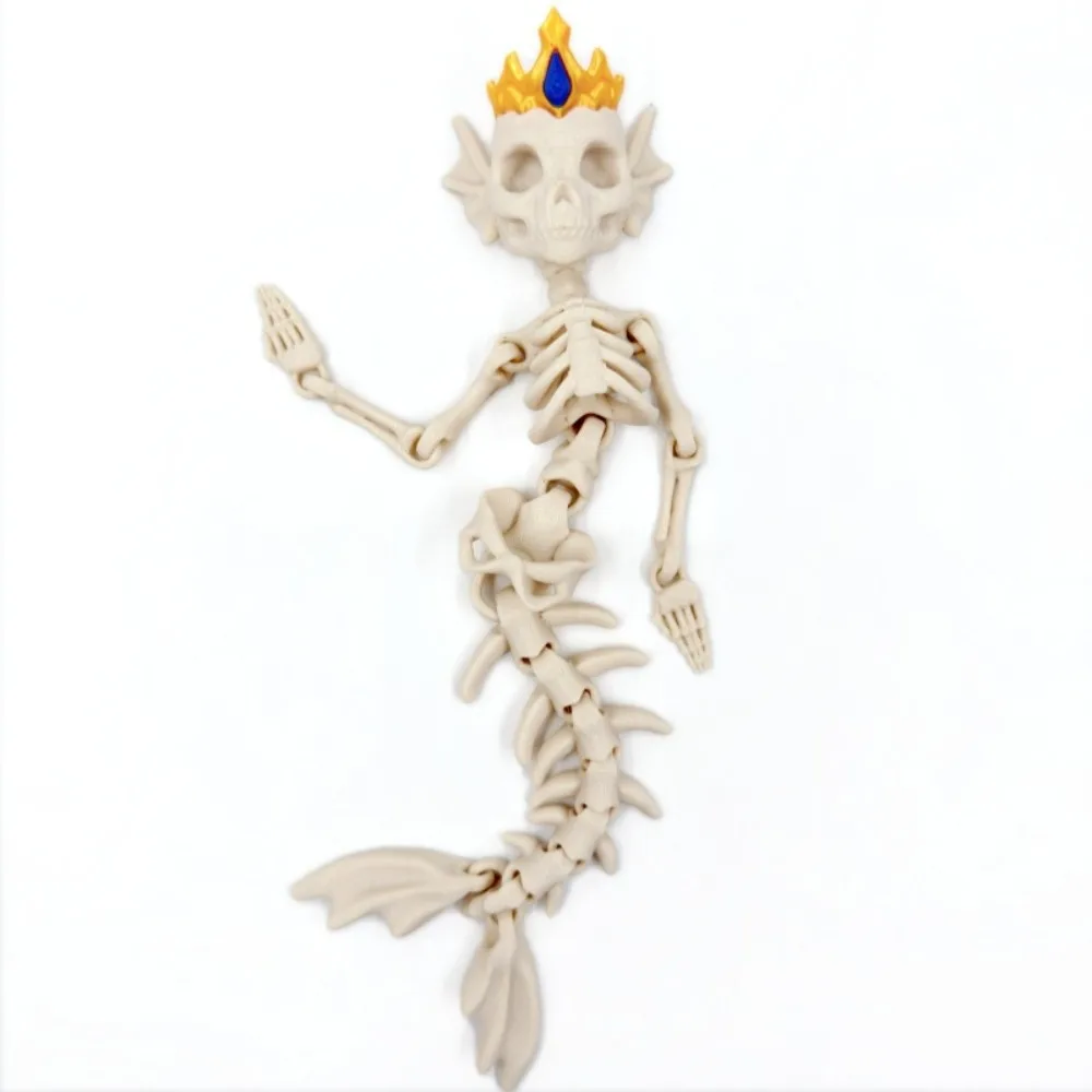 Articulated Movable Joints 3D Printed Mermaid Skeleton Fine Surface Details Articulated Skeleton Figurine