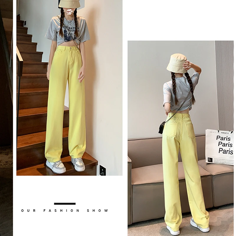 Summer Colored pants baggy jeans women  denim  women clothing  slouchy jeans   full length  high waisted jeans   loose denim