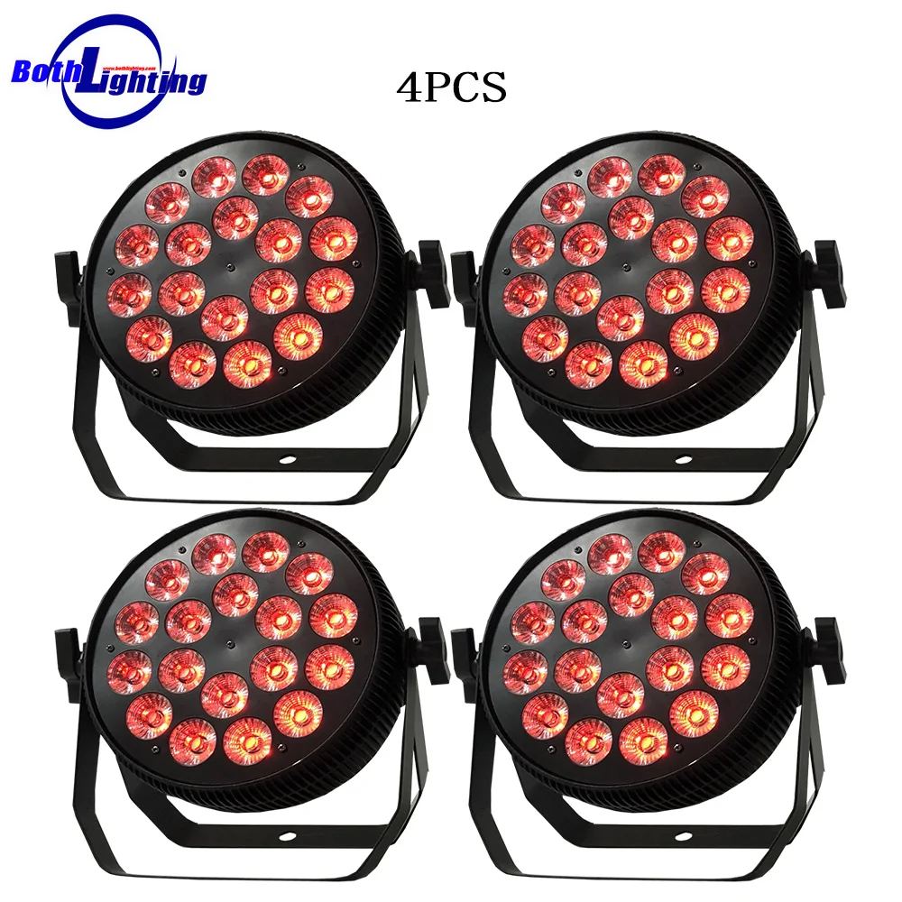 4pcs Both Lighting RGBWA+UV 6-in-1 LED PAR 18X18W PAR Light Disco Light Par Led Professional DJ Equipment