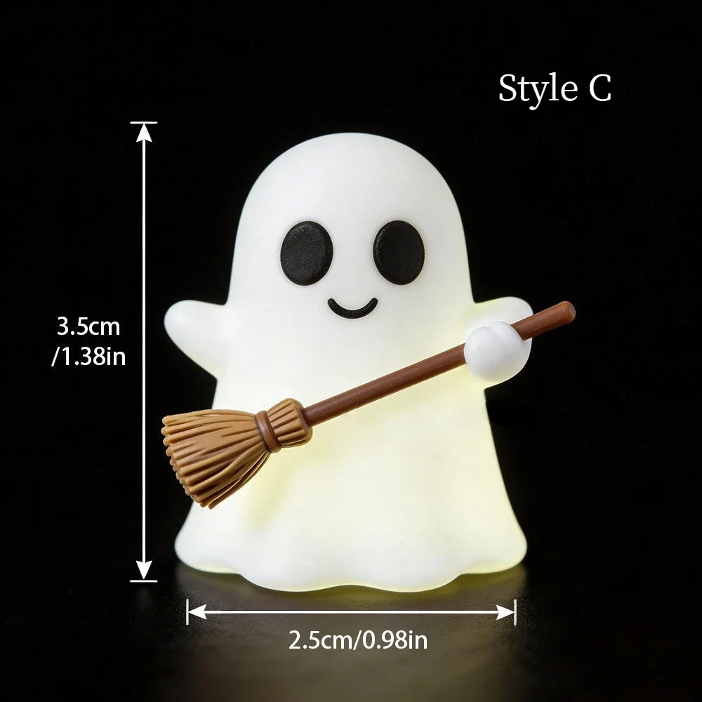 Halloween-Geisterfigur, die im Dunkeln leuchtet, keine Batterien erforderlich, Mini-Geisterornament aus PVC, niedliche Tischdekoration, Partygeschenk-Set. – Detail 3