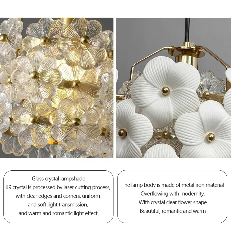 SANDYHA Modern Crystal Petal Design LED Lamp Is Suitable for Decorative Lighting Fixtures in Living Rooms Bedrooms Study Rooms