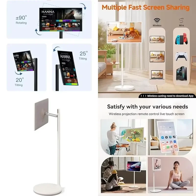 24 Inch Portable Smart TV Touch Screen Mobile Television Interactive LCD Display For Home Travel Gaming Entertainment System