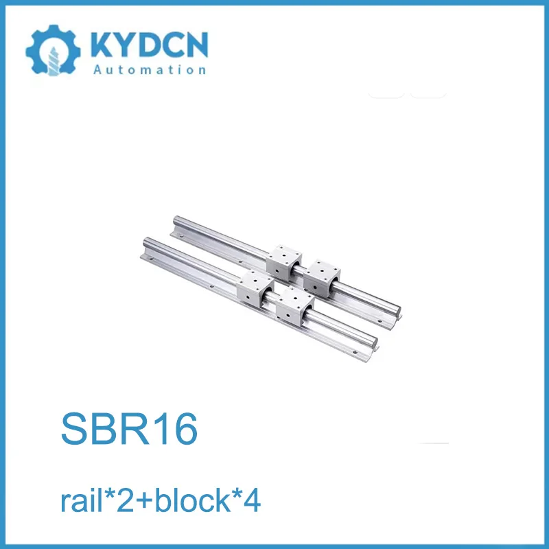 SBR16 Linear Guide Rail Shaft Rod SBR16UU Linear Bearing Block Support for CNC Router Machine Linear Motion Parts 200mm-1450mm