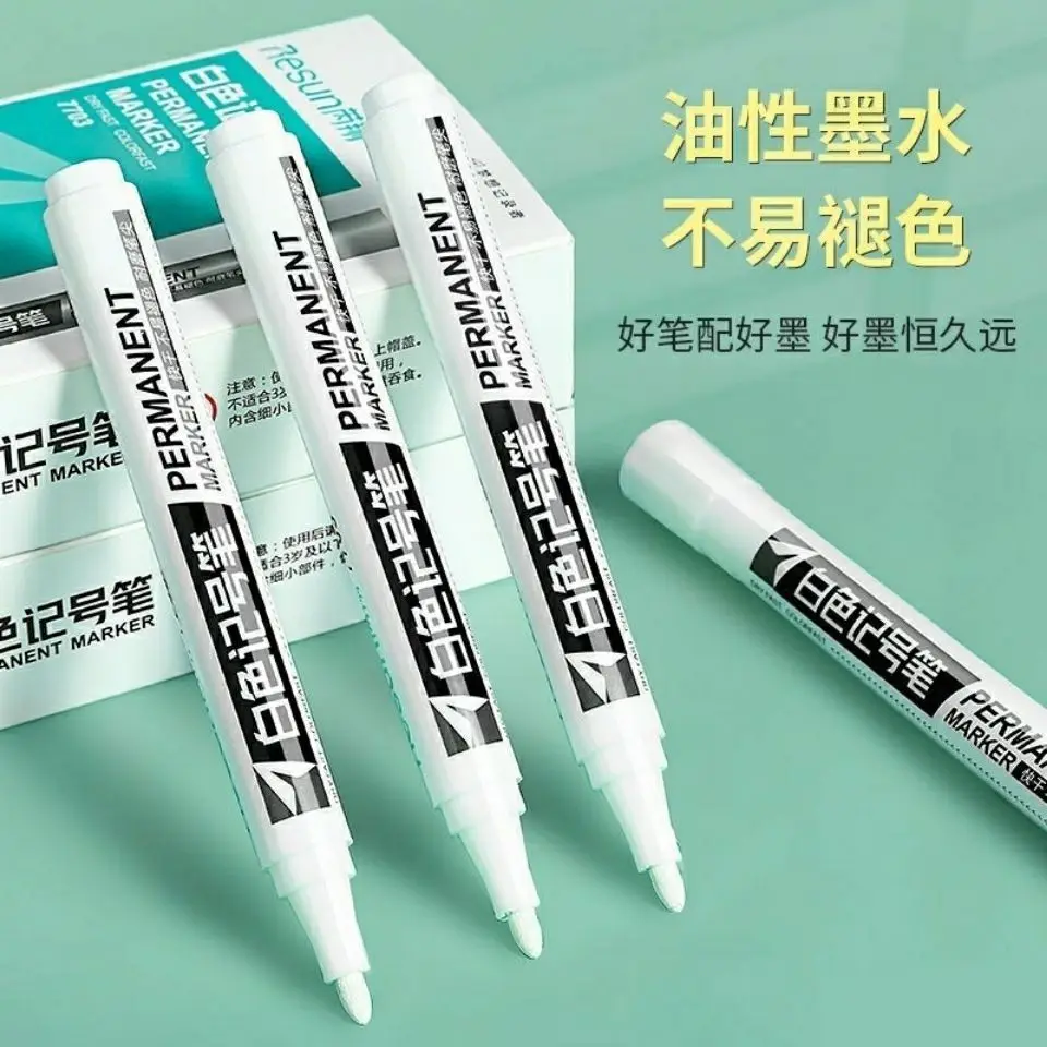 3/5Pcs For Mental Oily Waterproof White Marker Pen Permanent Graffiti Painting Tyre Tread Environmental Pen Art Supplies