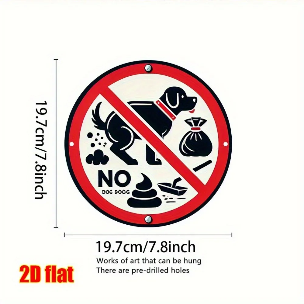 No Dog Poop Prohibition Symbol Round Tin Sign - Vintage Durable Metal Plaque Wall Decor, Yard Garden Entrance Home Wall Art