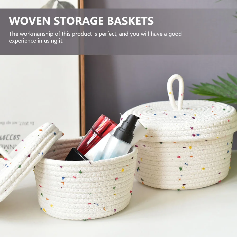 Storage Box Makeup Basket Cotton Rope Woven Baskets Tabletop Hamper Small Snack Toy Sundry Container Home