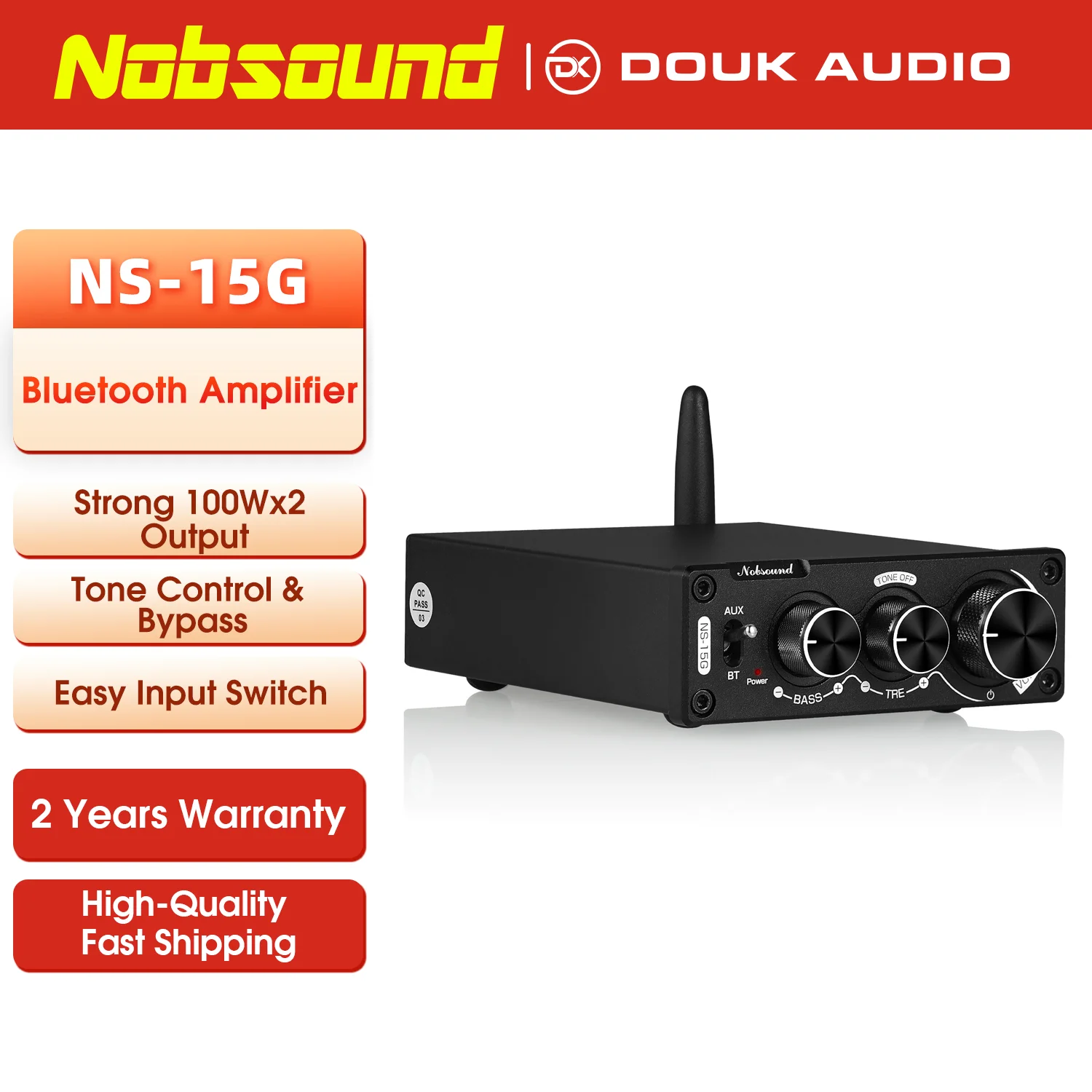 Nobsound 미니 블루투스 5.0, TPA3116 디지털 오디오 앰프, 하이파이 클래스 D 스테레오 파워 앰프, 홈 스피커용 100W * 2