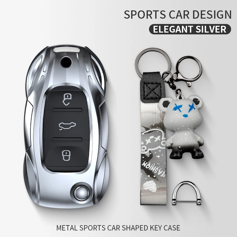 Leather Car Key Fob Cover For VW Volkswagen 3 Button Flip Remote Key, Fit Golf Mk6 Polo Jetta Tiguan Touran Beetle