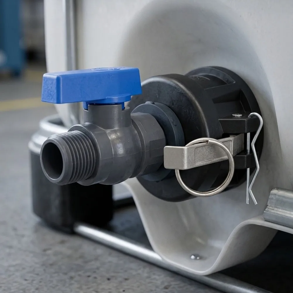 Cam Lock For IBC Tote Adapter 2 inch to 3/4 inch Garden Hose Connector with Rubber Gasket and Aluminum Lever Lock System