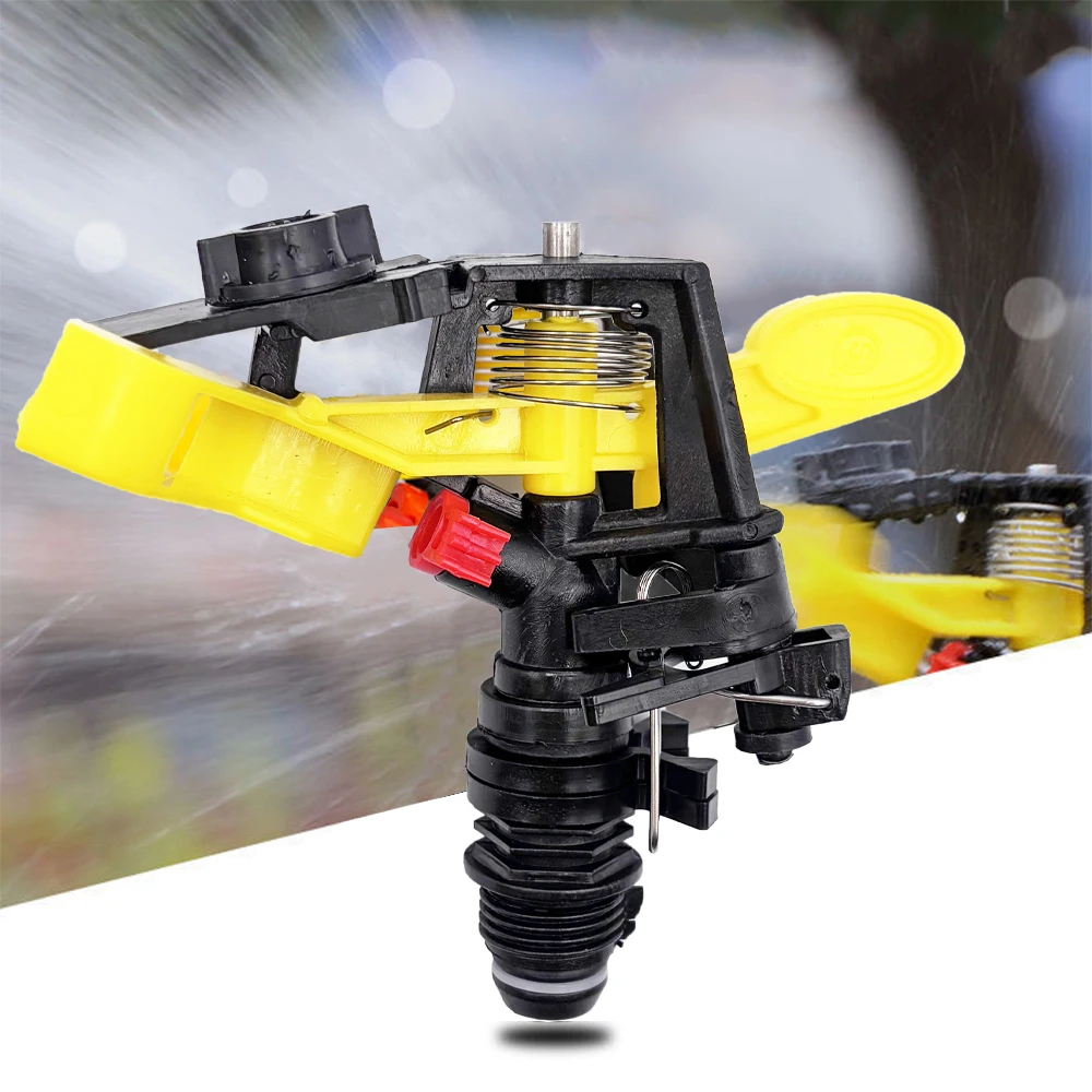 Adjustable Spiked Rocker Impact Sprinkler Garden Agriculture Watering Nozzle Lawn Irrigation Watering 360 Degrees Rotary Jet
