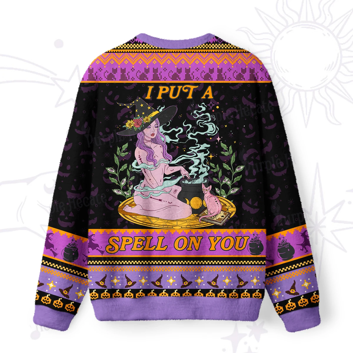 Y2K Women's Autumn and Winter Season Top, Home Casual Hoodie, Witch Print Loose Long Sleeved Hoodie S-XXXL Size