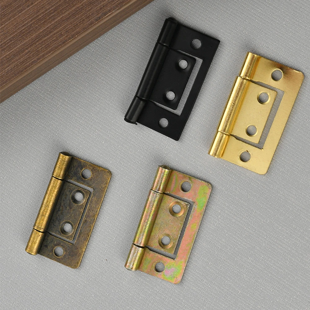 2Pcs 38*21mm Metal Cabinet Cupboard Door Furniture Decorative Butt Hinges for Vintage Wooden Jewelry Boxes Antique Bronze/Black