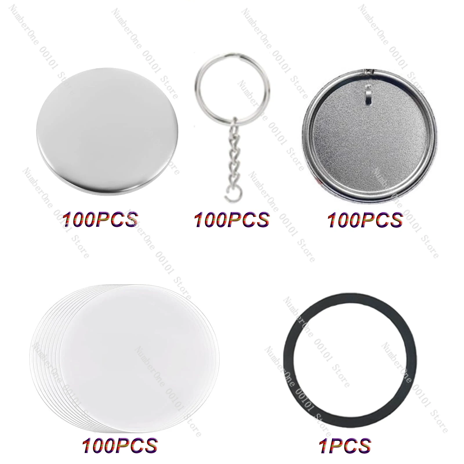 Keychain Button Making Supplies for Button Maker Machine 100 Sets 58mm/44mm for Button Making Machine Badge Crafts Press Maker