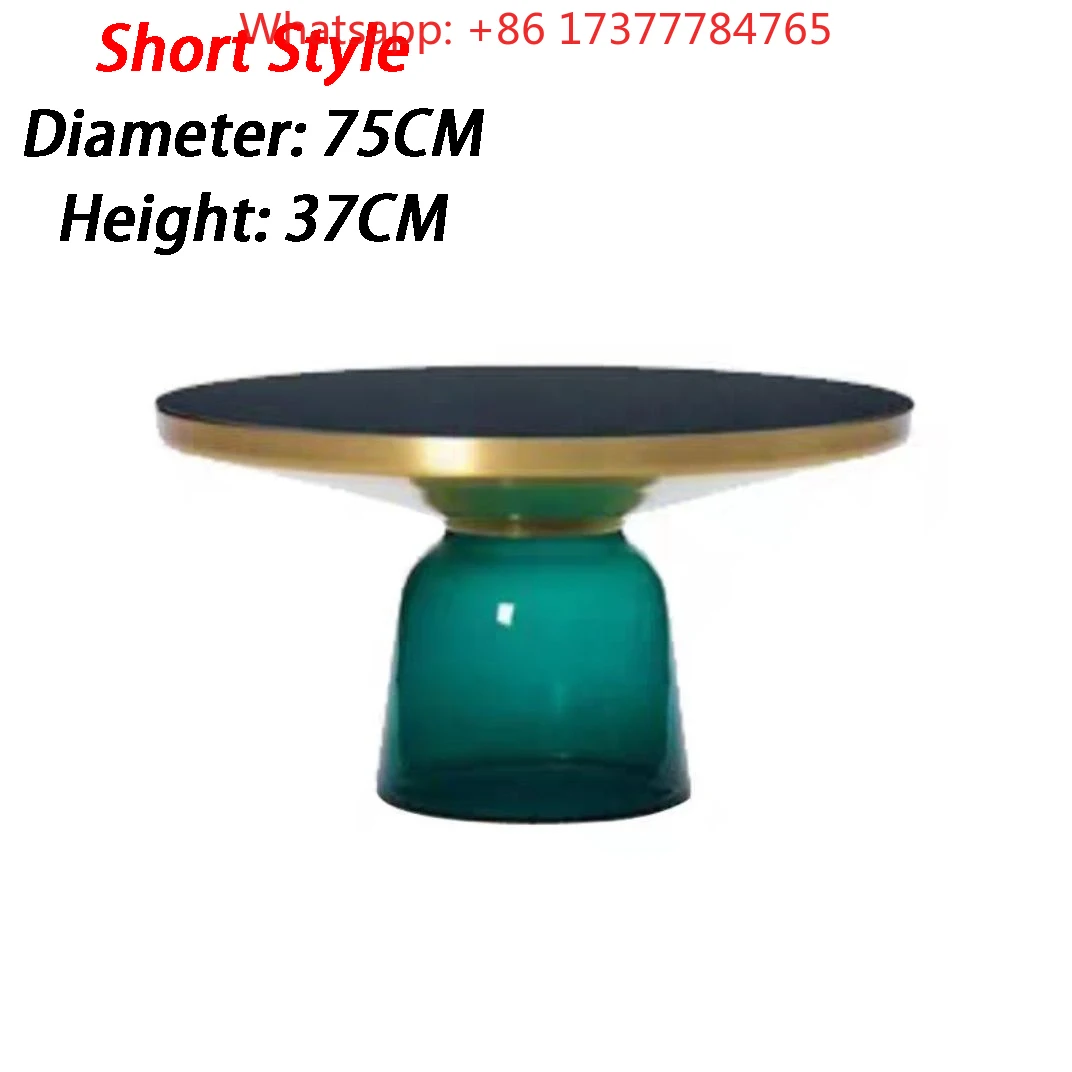 Luxury Coffee Tables Transparent Glass Round Side Table Nordic Modern Living Room Tea Table Colorful Furniture Decorations