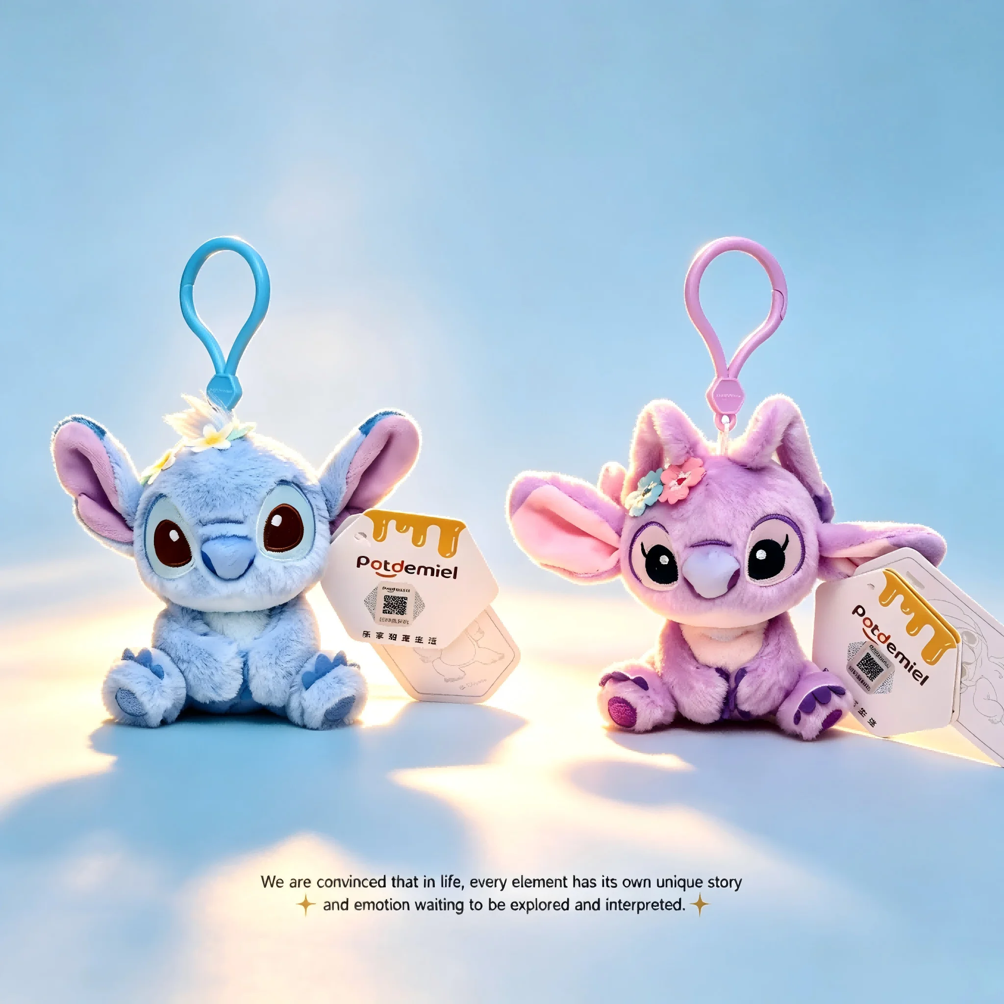 Disney Toy Story Stitch Plush Doll Figure Angel Stuffed Anime Keychain Pendant Strap Toys Car Keyring Birthday Gift For Girl