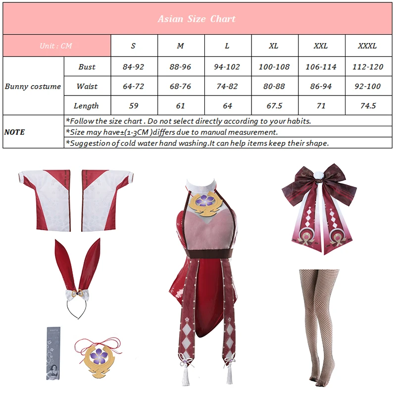 ROLECOS Bunny Girl Yae Miko Costume Cosplay Genshin Impact Yae Miko Bunny Suit Original Sexy Women Red tuta