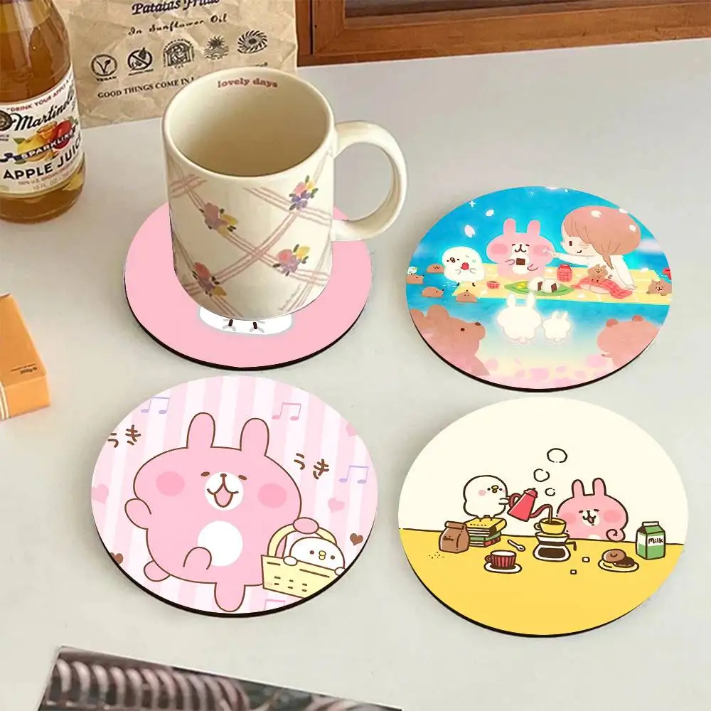 KANAHEI Kawaii Round Wooden Coasters Suitable For Restaurant