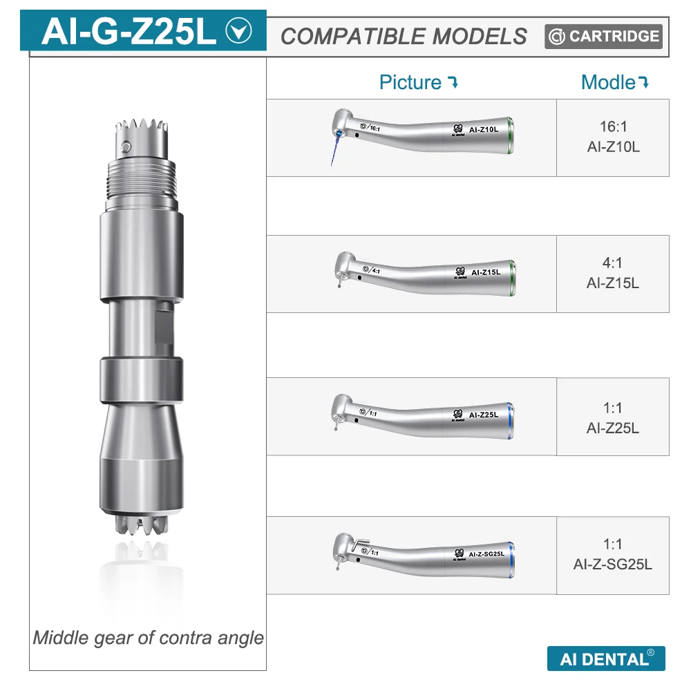 AI-G AI Dental Middle Gear Spare Parts for Low Speed Contra Angle/Implant/Endodontics Handpiece Rotating shaft Replacement