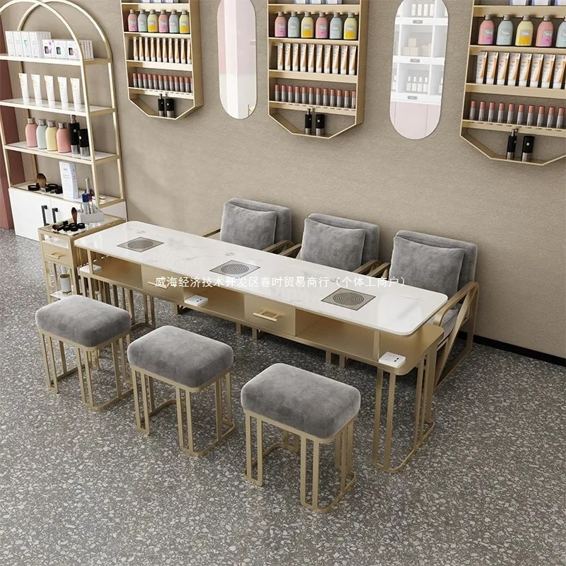 Light luxury vacuum cleaner single double three-person table chair table and chair combination set solid wood
