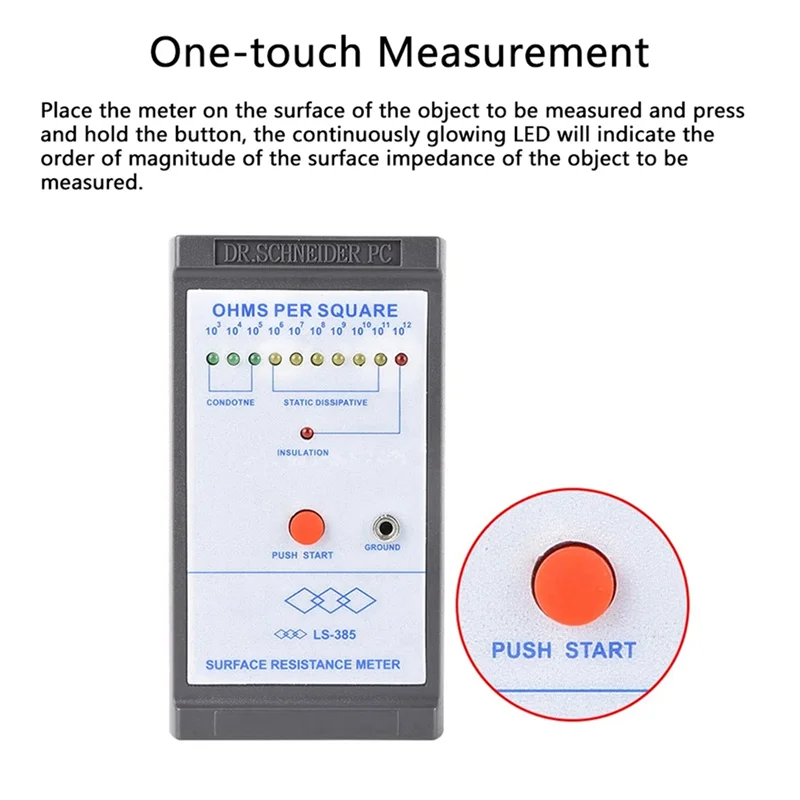 AF89-LS-385 Тестер поверхностного сопротивления светодиодного дисплея Антистатическое тестирование Индукционные омметры Тест сопротивления со светодиодным индикатором