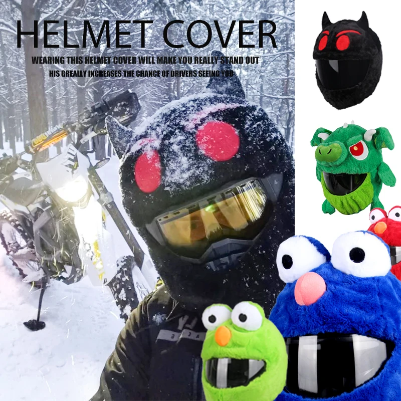 Helmet Protection Headgear Cover Cartoon Fluffy Plush Set For Motorcycle Full-Face Protective Case Motorbike Safety Trendy