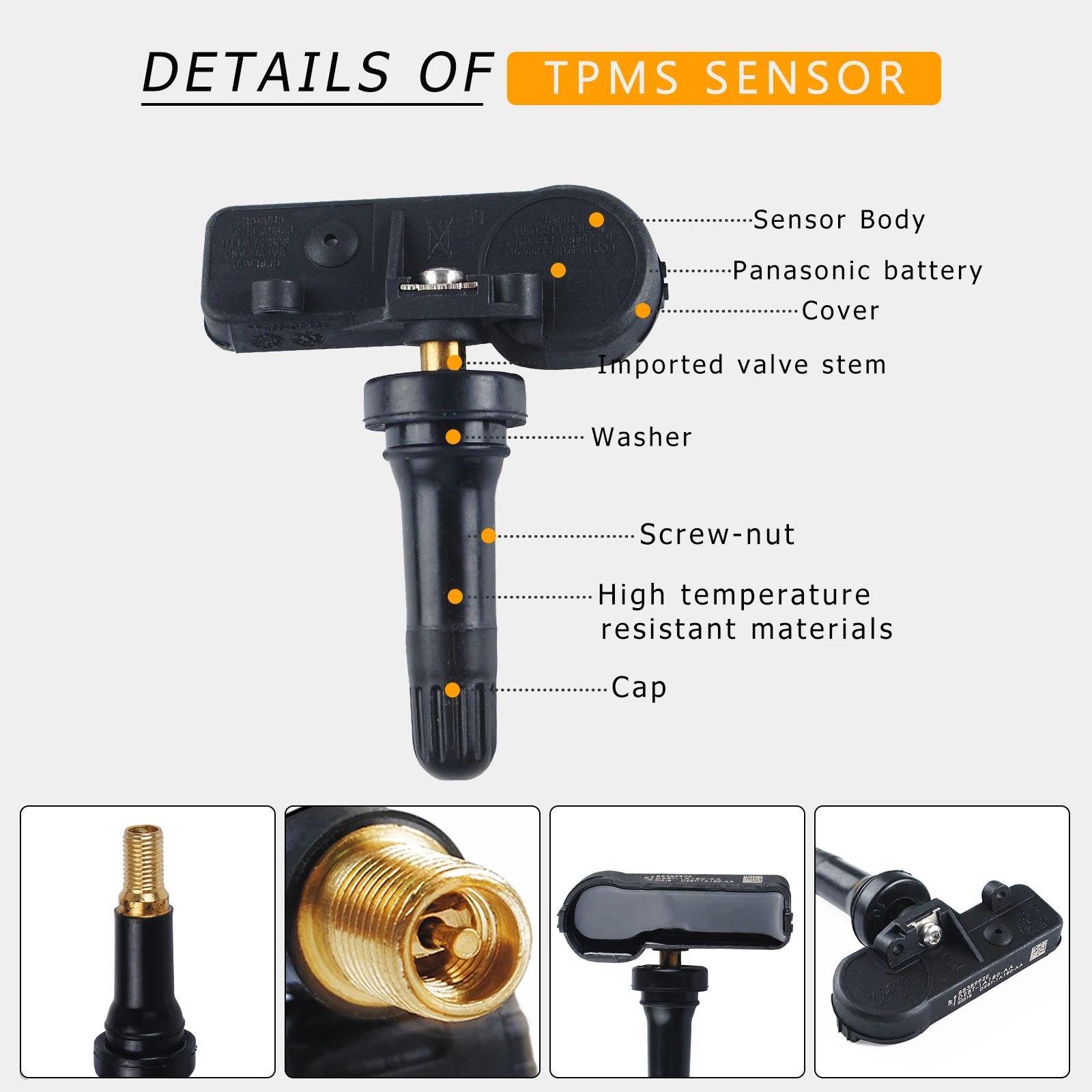 

TPMS Sensor Tire Pressure Sensor 315MHZ OE Replaces DE8T-1A180-AA 9L3Z-1A189-A CM5T-1A180-AA Easy to Install